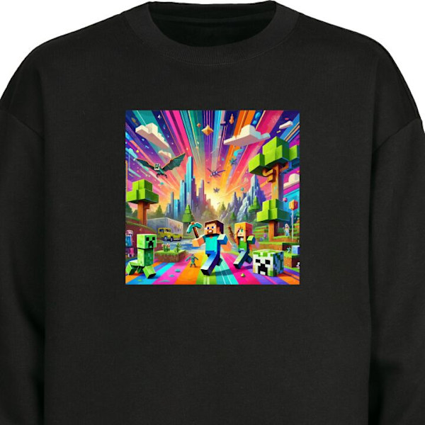 Sweatshirt til Voksne | Klassisk Collegebluse Fortnite vs Mine sort XXL