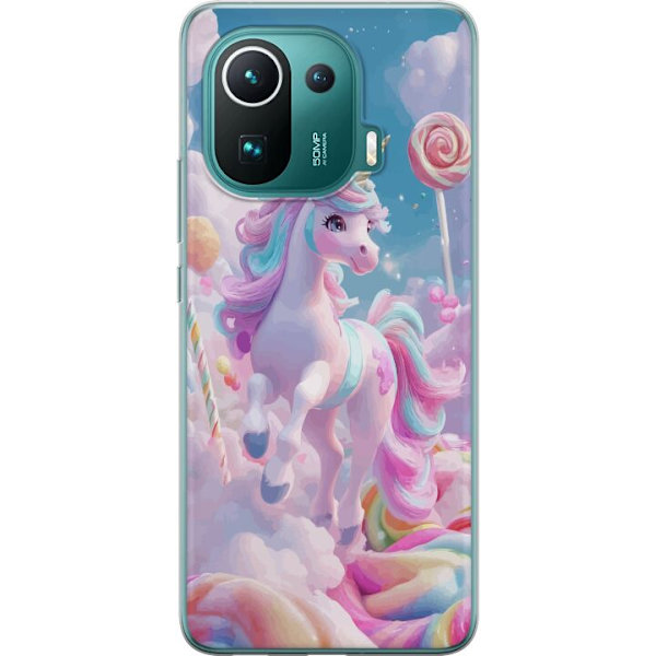 Xiaomi Mi 11 Pro Genomskinligt Skal Enhörning Candy Pastell Kawaii Motiv Söt Populär Färg Grafiskt Trend Barn Motiv Fantasy Art