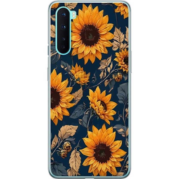 OnePlus Nord Läpinäkyvä kuori Aurinkokukat