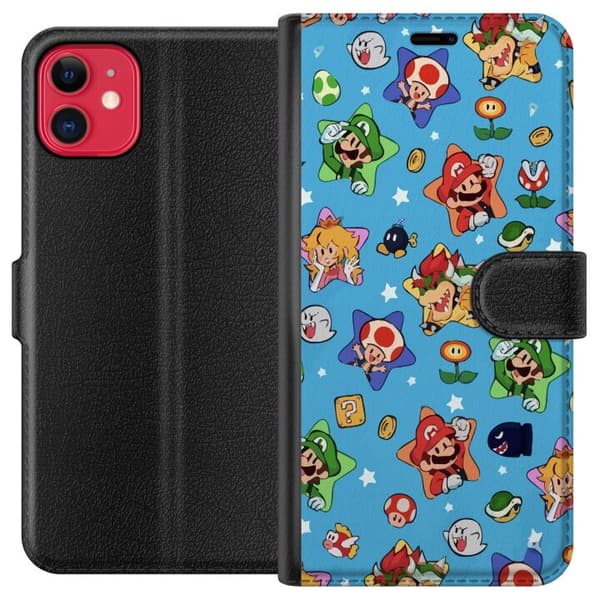 Kompatibel Tegnebogsetui til Apple iPhone 11 Nintendo Mario Mønster Switch-spil
