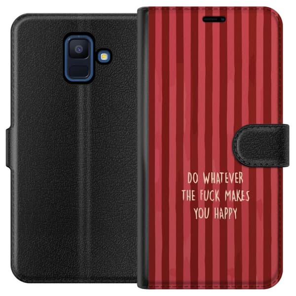 Kompatibel Tegnebogsetui til Samsung Galaxy A6 (2018) Gör det som gör dig glad rød