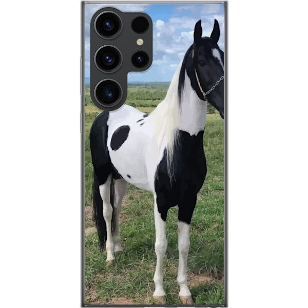 Samsung Galaxy S24 Ultra Gennemsigtig cover Hestemagi - stiliseret hest i en rolig farveskala