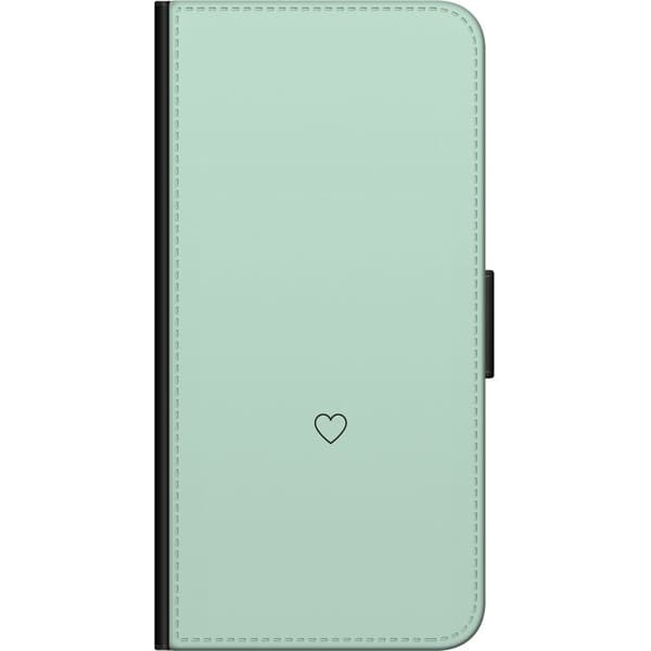 Kompatibel Tegnebogsetui til Huawei P smart 2019 Minimalistisk sort hjerte på ensfarvet mintgrøn baggrund grøn