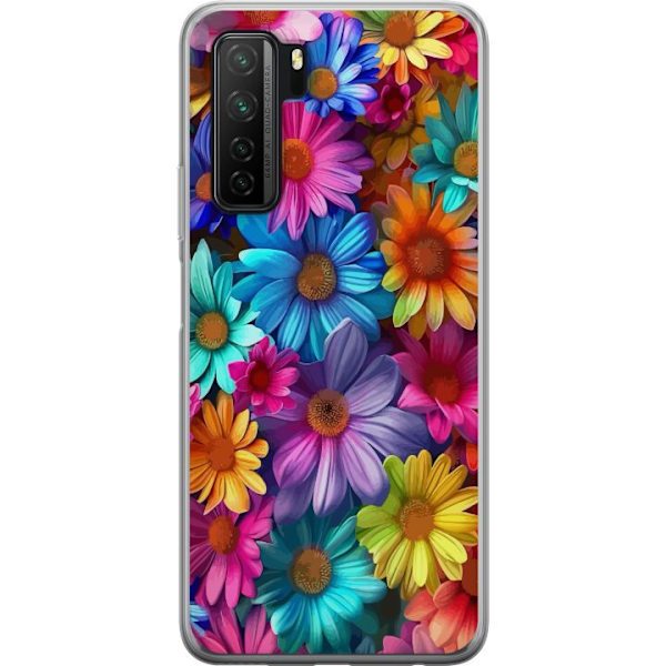 Huawei P40 lite 5G Läpinäkyvä kuori Gerbera Kukat Värikäs Koriste Kukka Motiivi Suosittu Kotisisustus Väririkas Seinätaide Suunnittelu