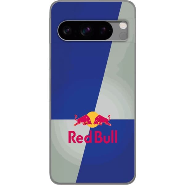 Kompatibelt Mobildeksel til Google Pixel 8 Pro Minimalistisk Red Bull-logo med blå og grå bakgrunn blå