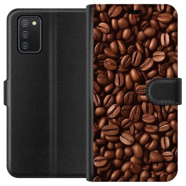 Kompatibel Tegnebogsetui til Samsung Galaxy A02s Kaffebönor närbild brun