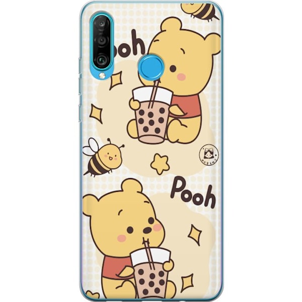 Huawei P30 lite Genomskinligt Skal Nalle Pooh Style – klassiskt björnmotiv i ny tolkning