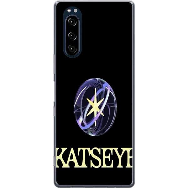 Kompatibel Mobilcover til Sony Xperia 5 KATSEYE-logo med gul stjerne, lilla omløbsringe og lys typografi mod sort baggrund sort