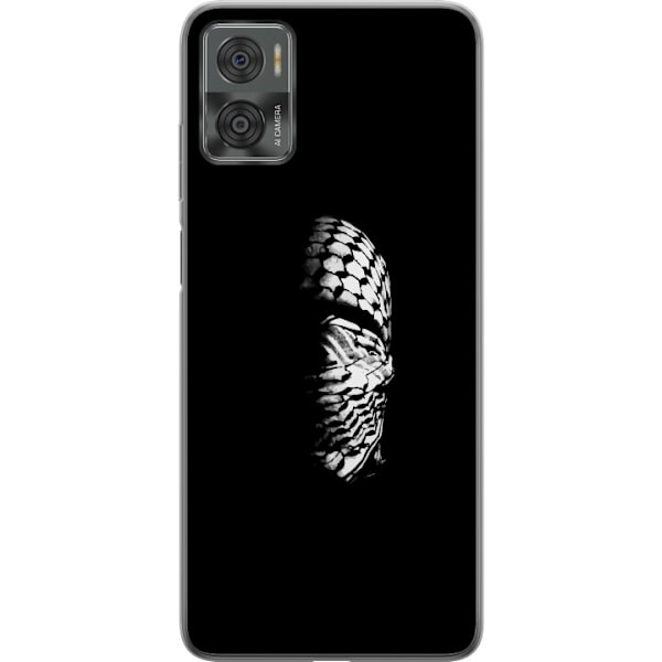 Motorola Moto E22i Gennemsigtig cover Keffiyeh-mønster - klassisk sort-hvid palæstinensisk tørklæde med kulturel betydning