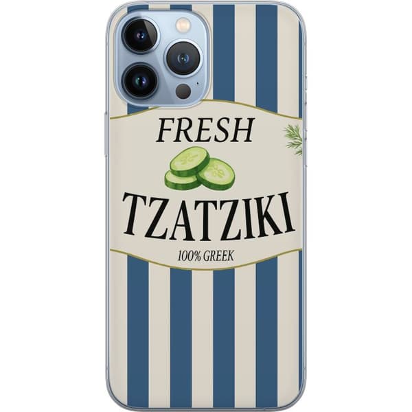 Kompatibelt Mobildeksel til Apple iPhone 13 Pro Max Tzatziki gresk matplakat agurk yoghurtdipp blåhvite striper kjøkkendekor retro illustrasjon kjøkk