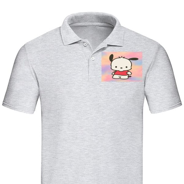 Poloshirt til Voksen | Elegant Poloshirt Kawaii Sanrio Pochacc Grå Lille