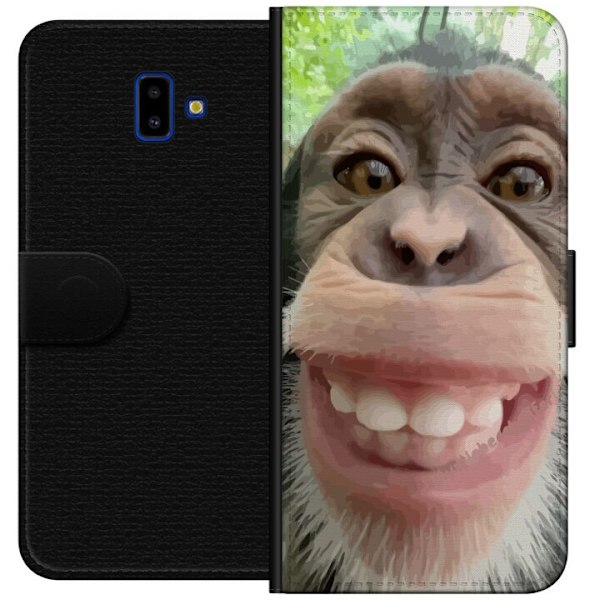 Samsung Galaxy J6+ Tegnebogsetui Chimp Selfie Rolig Grafisk Design Abe Dyremotiv Trendy Sjovt Motiv Populært Urban Kunst Stil