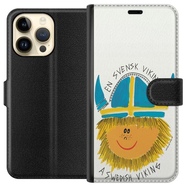 Kompatibelt Plånboksfodral till Apple iPhone 14 Pro Max Svensk viking vit
