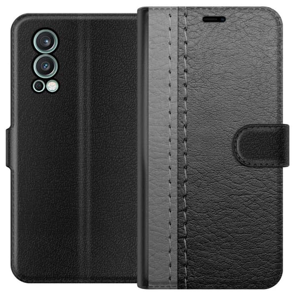 Kompatibel Tegnebogsetui til OnePlus Nord 2 5G Sort & Grå Læder