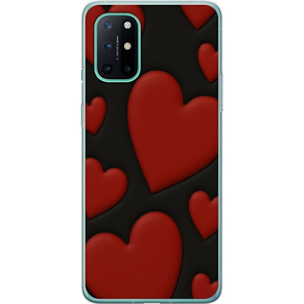 OnePlus 8T Gennemsigtig cover Rød Fløjlshjerter