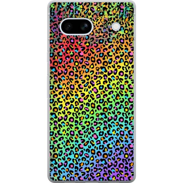 Kompatibelt Mobildeksel til Google Pixel 7a Rainbowfarget leopardmønster i moderne popartdesign flerfarget