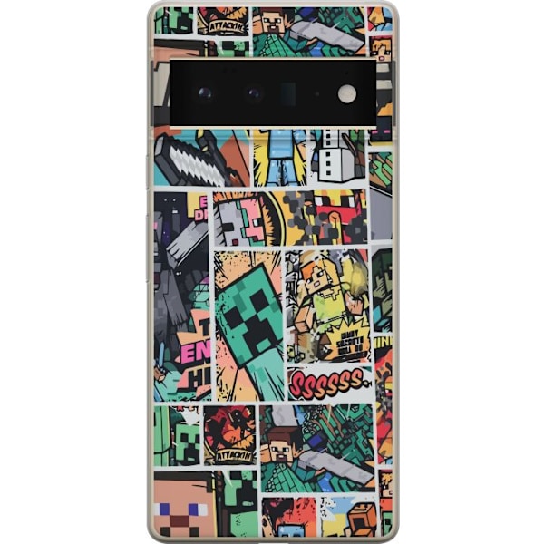 Google Pixel 6 Pro Läpinäkyvä kuori Minecraft Taide