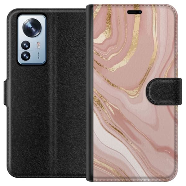 Kompatibelt Plånboksfodral till Xiaomi 12 Pro Marmor Rosa