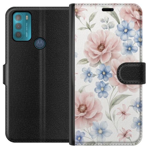 Motorola Moto G50 Tegnebogsetui Romantiske blomster