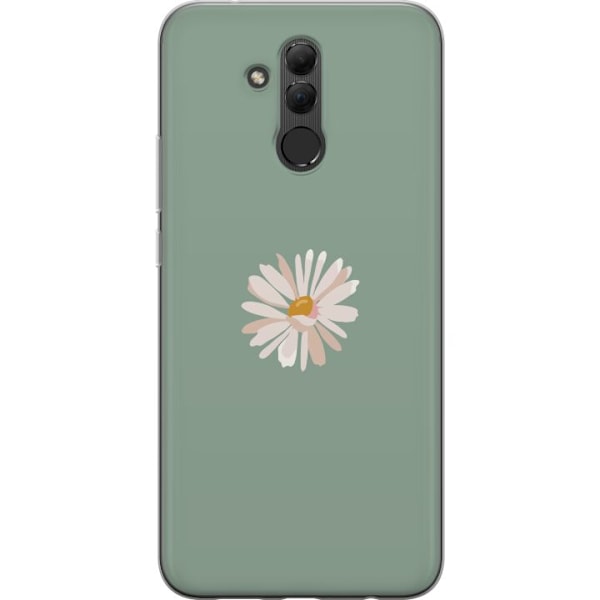 Huawei Mate 20 lite Genomskinligt Skal Grön Minimalblomma – stilren blomma på grön bakgrund