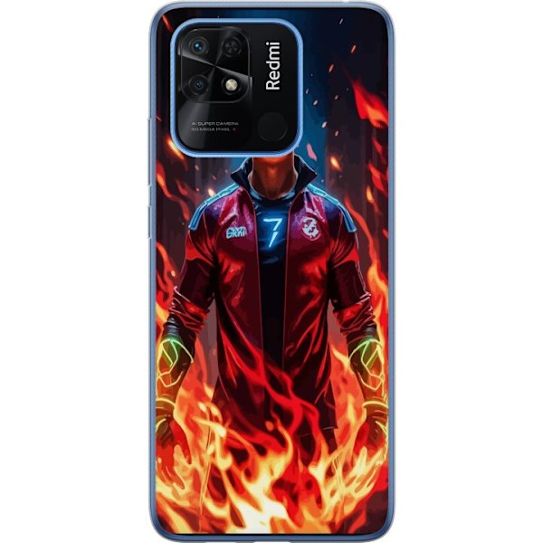 Xiaomi Redmi 10C Läpinäkyvä kuori Ronaldo Inferno - jalkapallolegenda liekeissä