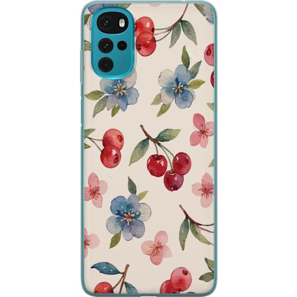 Motorola Moto G22 Gennemsigtig cover Bær & Blomster - mønste