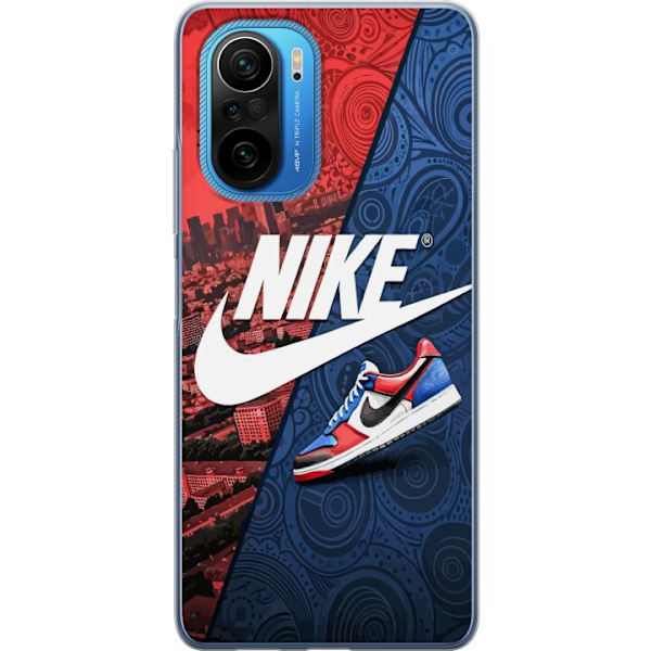 Xiaomi Poco F3 Genomskinligt Skal Nike Logotyp Röd Blå Sneaker Stil Sport Fashion Populärt Swoosh Motiv Träningskläder Grafisk Ikon
