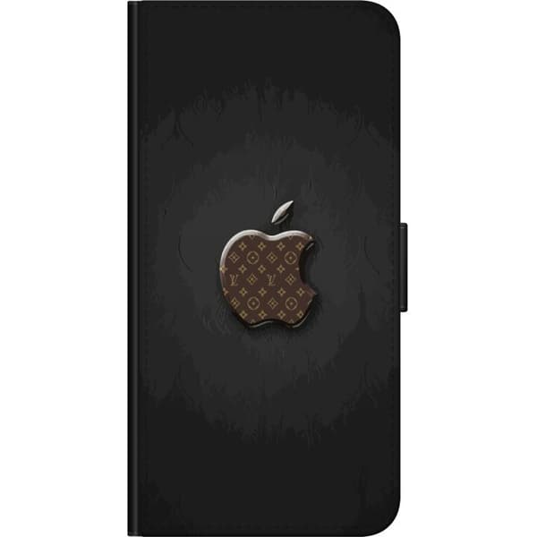 Kompatibelt Lommeboketui til OnePlus 9 Pro Mørkt minimalistisk design med eplesymbol og luksuriøst monogrammønster