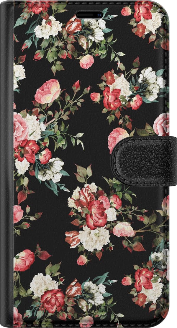 Kompatibel Tegnebogsetui til OnePlus Nord 2 5G Sort rosegrafik sort