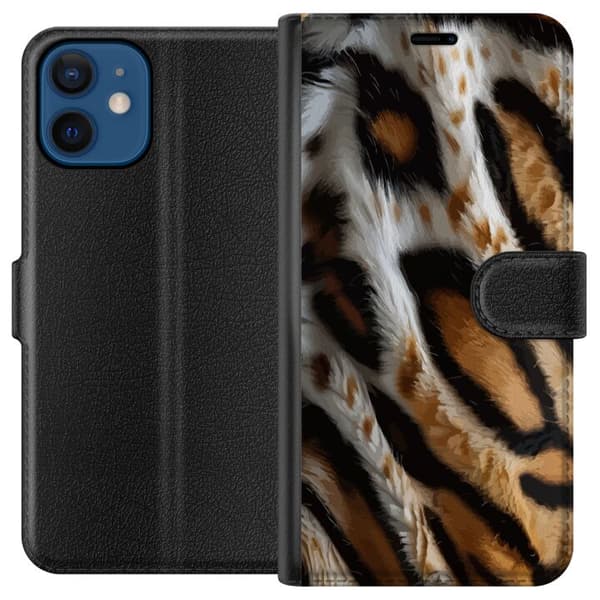 Kompatibel Tegnebogsetui til Apple iPhone 12 mini Tiger Mønster Dyr Safari Stribet