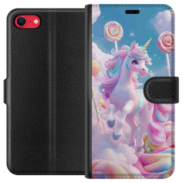 Apple iPhone 8 Tegnebogsetui Enhjørning Candy Pastel Kawaii Motiv Sød Populær Farve Grafisk Trend Børne Motiv Fantasy Art