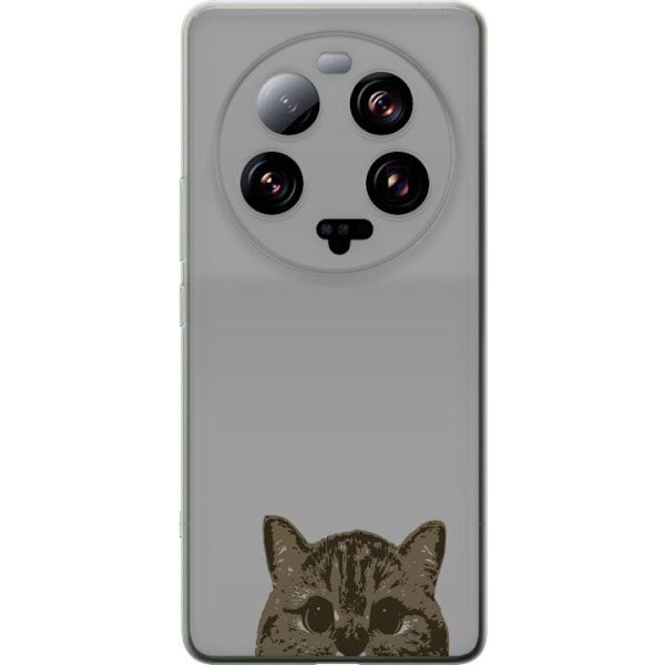 Xiaomi 13 Ultra Genomskinligt Skal Grå Kattblick – stilren kattdesign med grå bakgrund