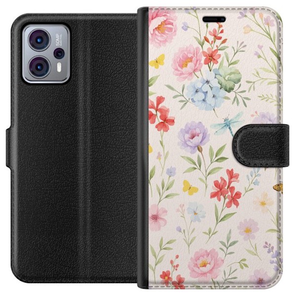Motorola Moto G23 Tegnebogsetui Blomster
