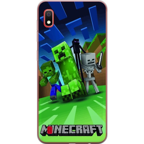 Samsung Galaxy A10 Genomskinligt Skal Minecraft Creeper mobilskal i klassisk grön pixelstil