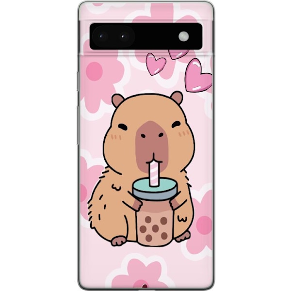Google Pixel 6a Läpinäkyvä kuori Kawaii Capybara Sydän Anime-tyyli Söpö Suunnittelu Eläinaihe TikTok Suosittu Lahja Tyttö