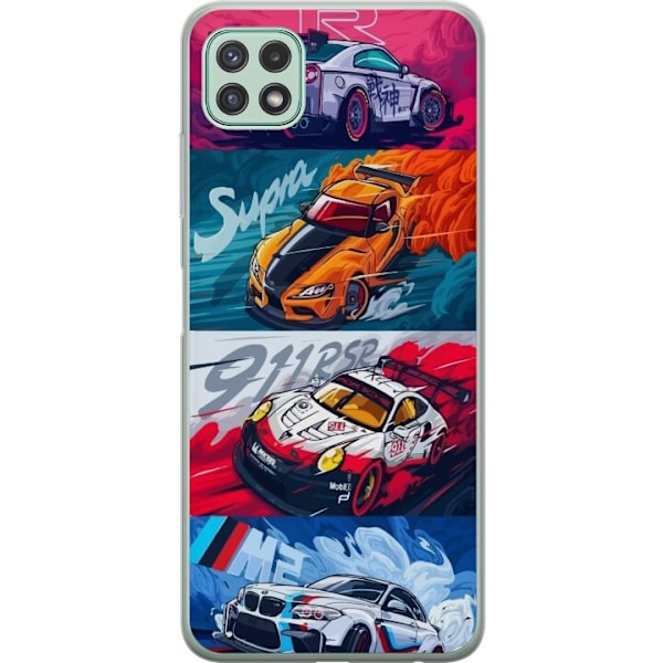 Samsung Galaxy A22 5G Läpinäkyvä kuori Nopeat Autot - Piirr