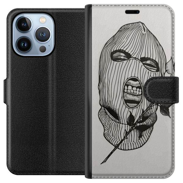 Apple iPhone 13 Pro Lompakkokotelo Hiihtomaski Ros Katutyö Muotoilu Graafinen Kuvio Jännitys Kaupunkityyli Katutaidetta Naamiaiset Symboli
