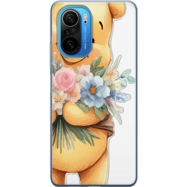 Xiaomi Poco F3 Gennemsigtig cover Nalle Puh med blomster - kla