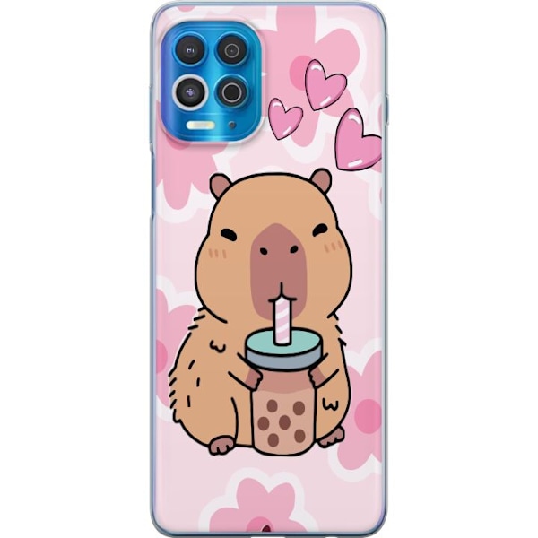 Motorola Edge S Läpinäkyvä kuori Kawaii Capybara Sydän Ani