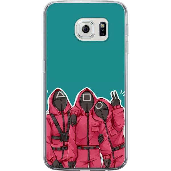 Samsung Galaxy S6 edge Genomskinligt Skal Squid Game Karaktärer Grafisk Design Seriefigurer Populär TV Motiv Asiatisk Stil Spännande Trend