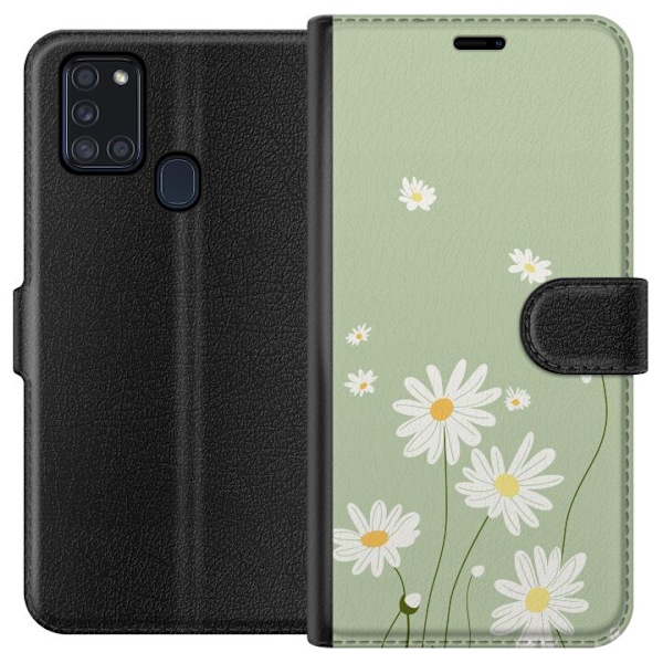 Samsung Galaxy A21s Lompakkokotelo Papukaijanpaparit - kukallinen kuviointi ruotsalaiseen kesätyyliin