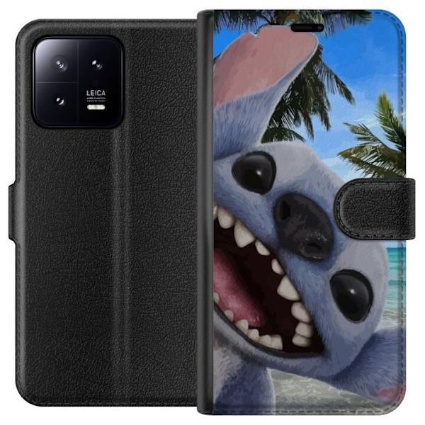 Xiaomi 13 Lompakkokotelo Stitch-matkapuhelinkotelo, jossa on suloiset ystävyysmaalaukset.