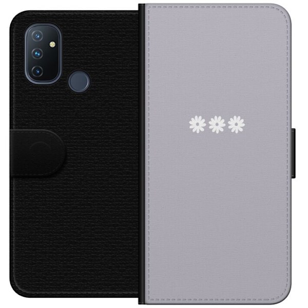 OnePlus Nord N100 Plånboksfodral Lila Blomminimalism – stilrent blommotiv på lila bakgrund