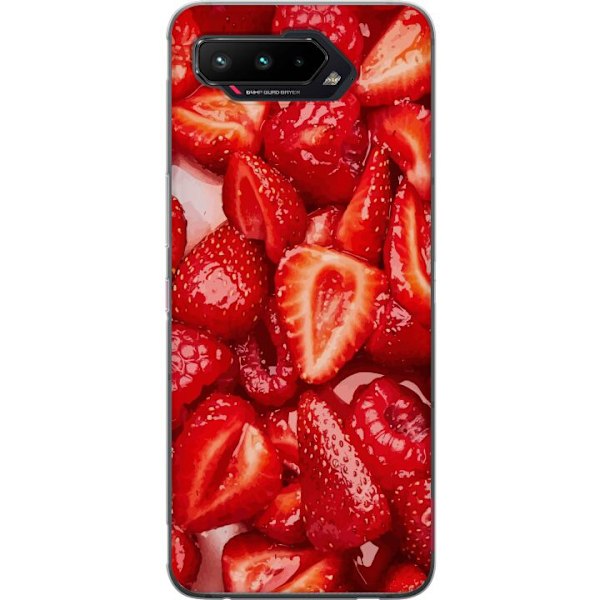 Asus ROG Phone 5 Genomskinligt Skal Jordgubbsmönster – sött motiv med sommarkänsla
