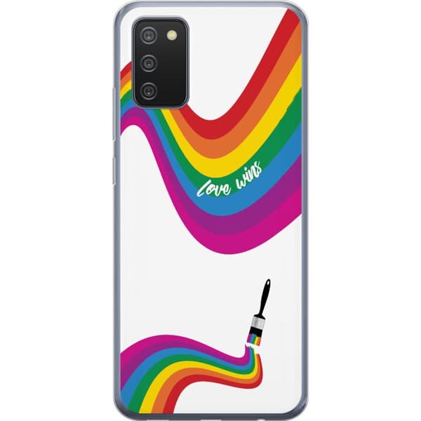 Kompatibelt Mobildeksel til Samsung Galaxy A02s Kjærlighet vinner med regnbuefarger og pensel