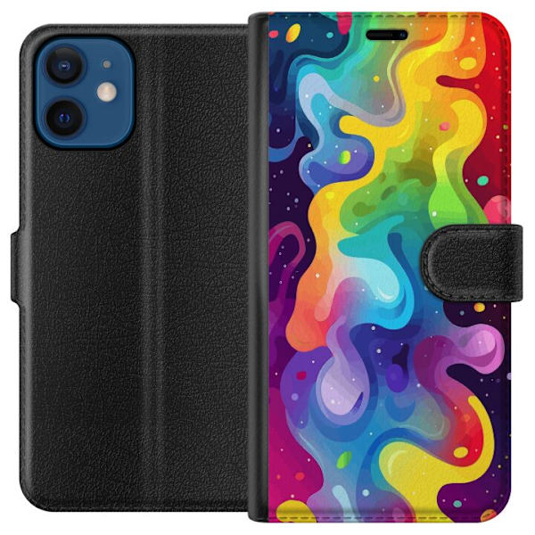 Apple iPhone 12  Plånboksfodral Color Splash Abstrakt Konst Design Färgstarkt Mönster Modern Populär Väggkonst Grafiskt Trend