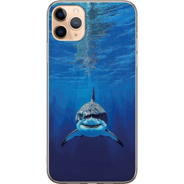Kompatibelt Mobilskal till Apple iPhone 11 Pro Max Närbild av en vithaj under vattnet blå