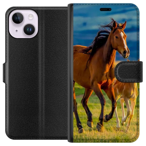 Kompatibelt Lommeboketui til Apple iPhone 14 Løpende hester