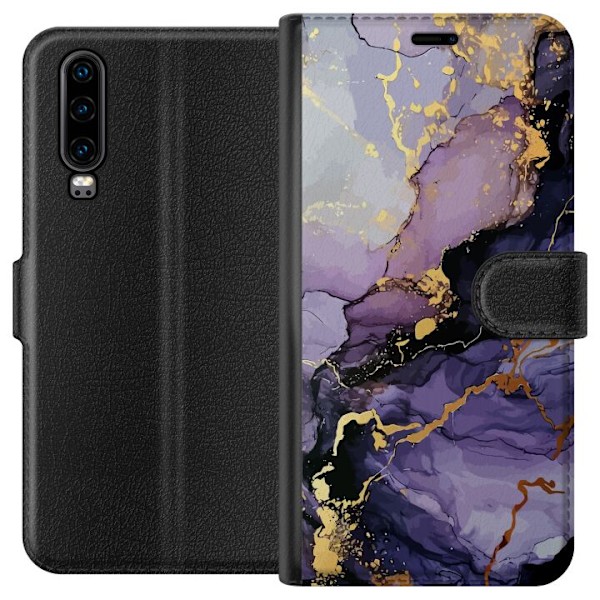 Huawei P30 Lommeboketui Lilla Marmor