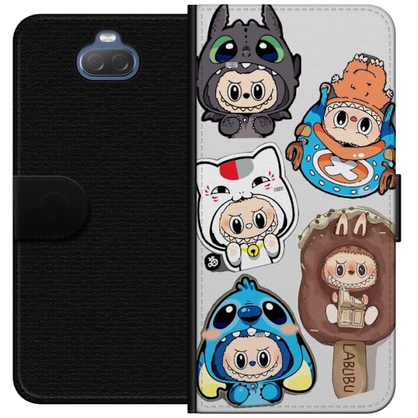 Sony Xperia 10 Lompakkokotelo Labubu hahmokokoelma - Pop Mart Labubu The Monsters väriluulisessa muotoilussa
